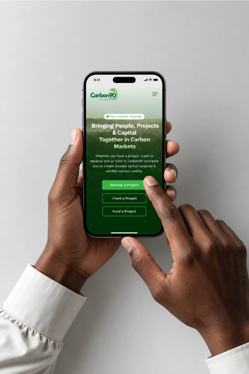 Carbon90 mobile website mockup