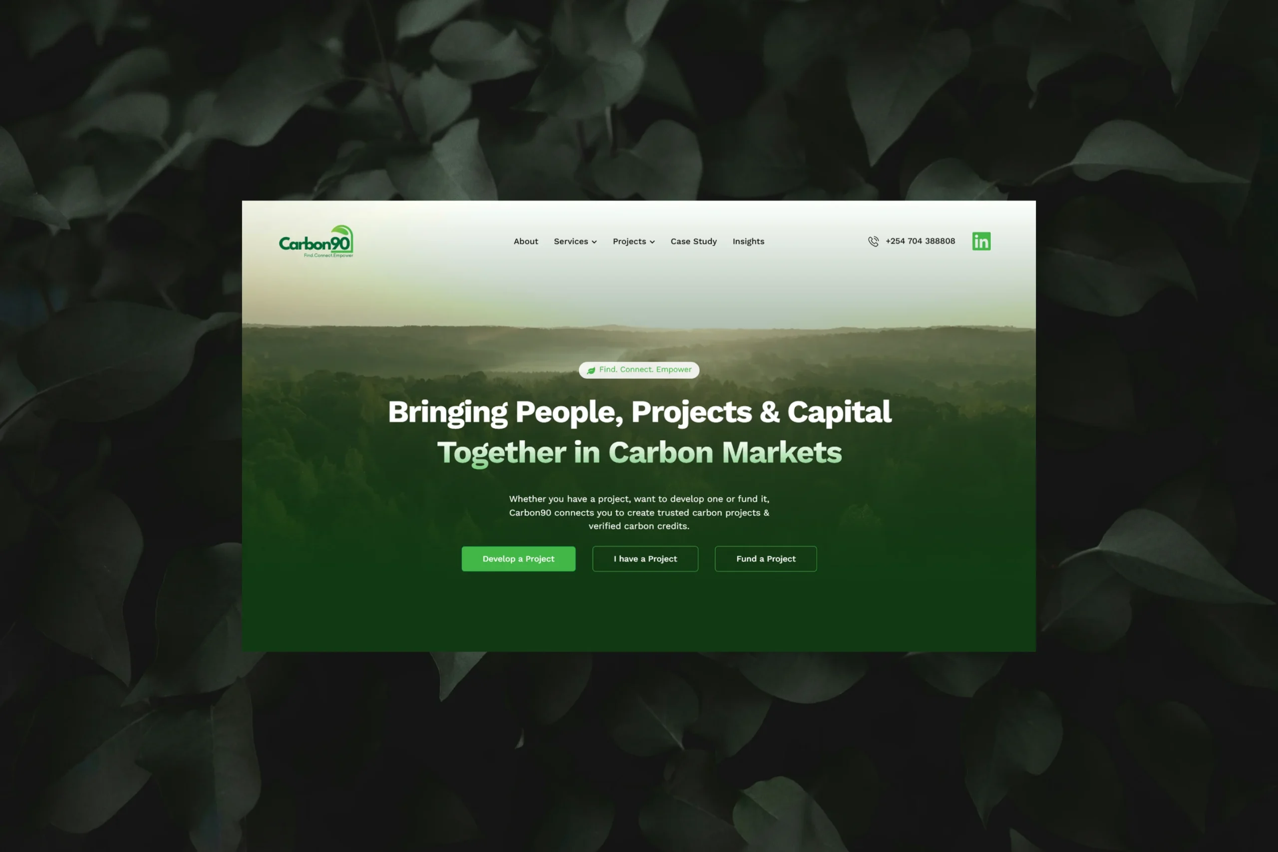 Carbon90 website mockup