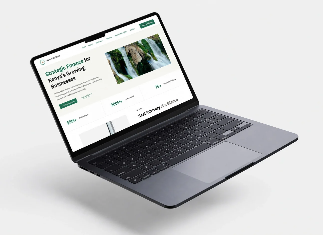 Seal Advisory website laptop mockup