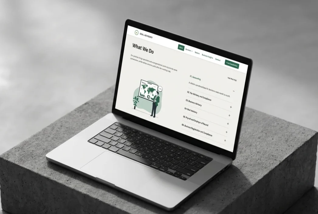 Seal Advisory website mockup