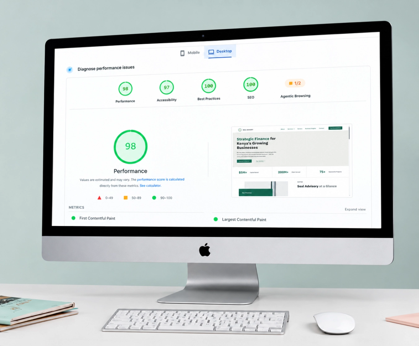 Seal Advisory website metrics